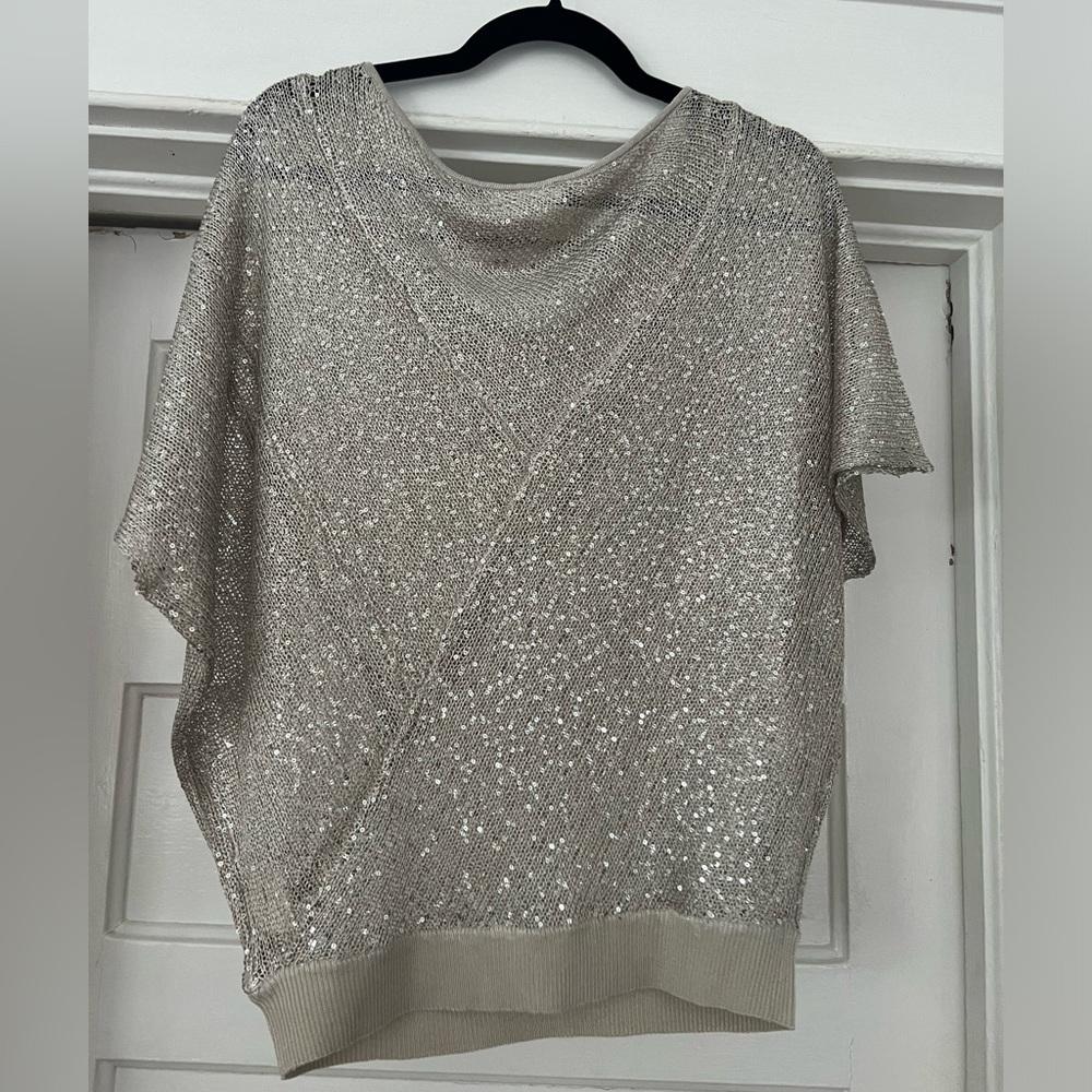 gray sequin top